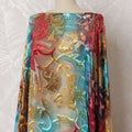Multicolor Premium silk chiffon velvet makmal dirac fabric with gold metallic lurex in floral design-D16947