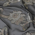 Black Premium pure French (Fransawi) silk chiffon fabric with beige viscose and multicolor metallic lurex in floral design-D16959