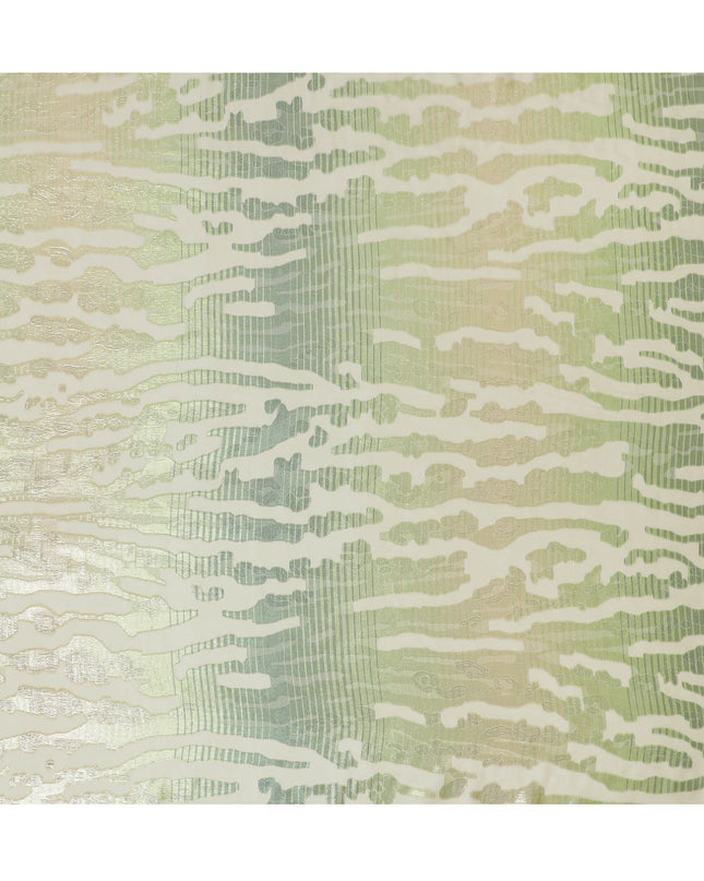 Lime green Premium pure French (Fransawi) silk chiffon fabric with same tone metallic lurex in abstract design-D16969