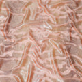 Salmon pink Premium pure French (Fransawi) silk chiffon fabric with same tone metallic lurex in abstract design-D16970