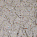 Grey Premium pure cotton voile fabric with multicolor embroidery in floral design-D16972
