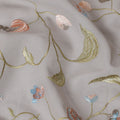 Grey Premium pure cotton voile fabric with multicolor embroidery in floral design-D16972