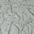 Laurel green Premium pure cotton voile fabric with multicolor embroidery in floral design-D16974