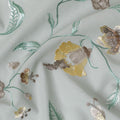 Laurel green Premium pure cotton voile fabric with multicolor embroidery in floral design-D16974