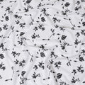 White Premium pure cotton voile fabric with same tone and black embroidery in floral design-D16978