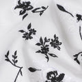 White Premium pure cotton voile fabric with same tone and black embroidery in floral design-D16978