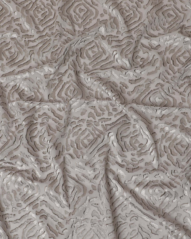 Thunder grey Premium pure cotton voile fabric with same tone embroidery in abstract design-D16980