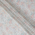 Off white uragiri cotton voile fabric with same tone jacquard having latte multicolor print in abstract design-D17035