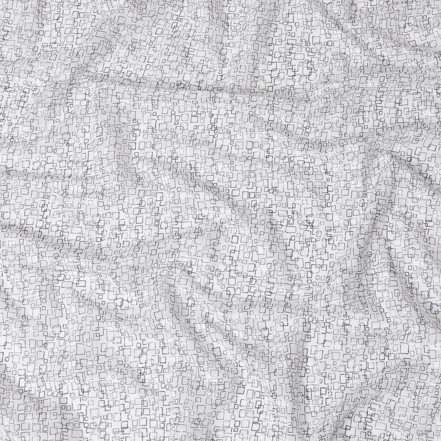 White uragiri cotton voile fabric with same tone jacquard having black print in geometric design-D17041 Regal Fabrics
