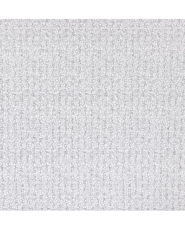 White uragiri cotton voile fabric with same tone jacquard having black print in geometric design-D17041 Regal Fabrics