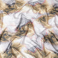 Multicolor printed synthetic satin fabric in abstract design-D17045