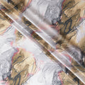 Multicolor printed synthetic satin fabric in abstract design-D17045