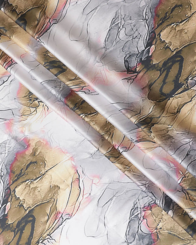 Multicolor printed synthetic satin fabric in abstract design-D17045 Regal Fabrics