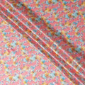 Salmon synthetic satin fabric with multicolor print in floral design-D17051 Regal Fabrics