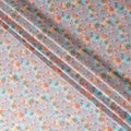 Grey synthetic satin fabric with multicolor print in floral design-D17052 Regal Fabrics