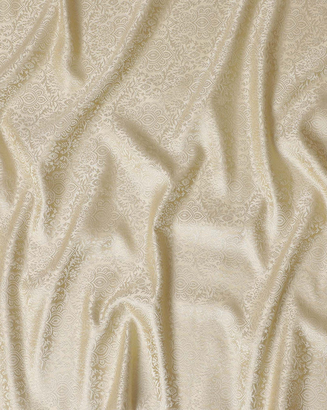 Gold Premium pure silk brocade fabric with same tone jacquard in paisley design-D17424 Regal Fabrics