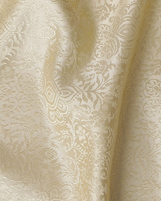 Gold Premium pure silk brocade fabric with same tone jacquard in paisley design-D17424 Regal Fabrics