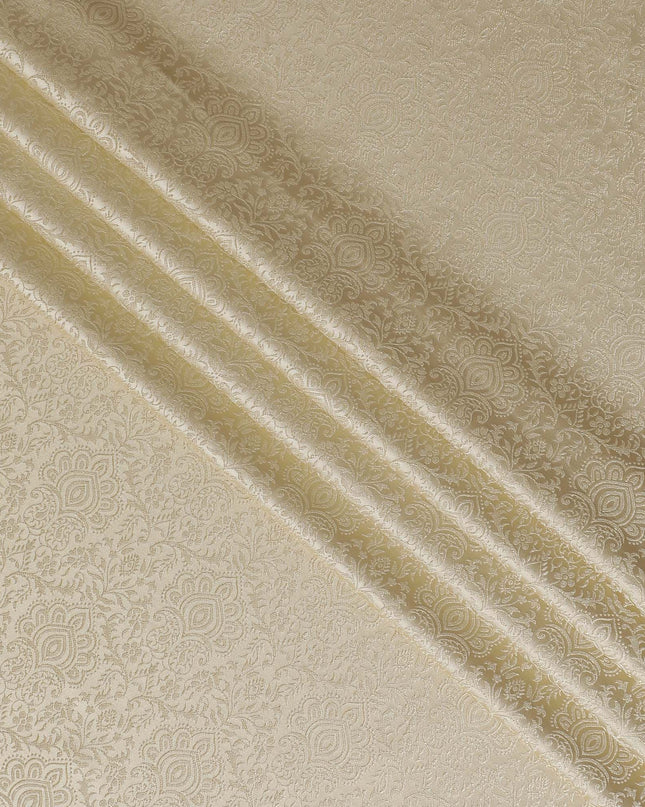Gold Premium pure silk brocade fabric with same tone jacquard in paisley design-D17424 Regal Fabrics