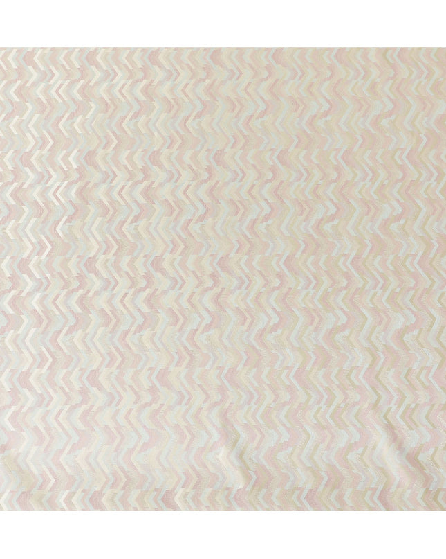Light gold Premium pure silk brocade fabric with multicolor jacquard weave in abstract design-D17426