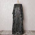 Black Premium pure French (Fransawi) silk chiffon dirac with same tone metallic lurex in floral design-D17429