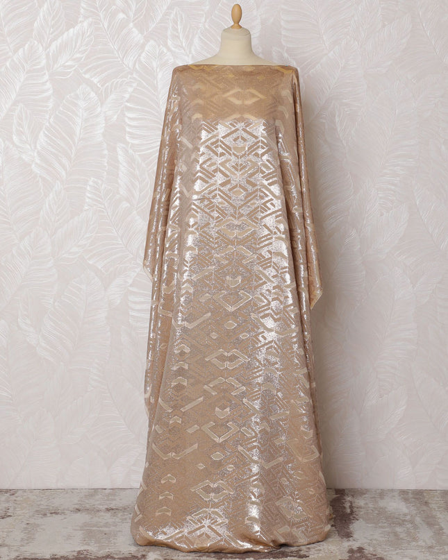Rusty gold Premium pure French (Fransawi) silk chiffon dirac with same tone metallic lurex in abstract design-D17431
