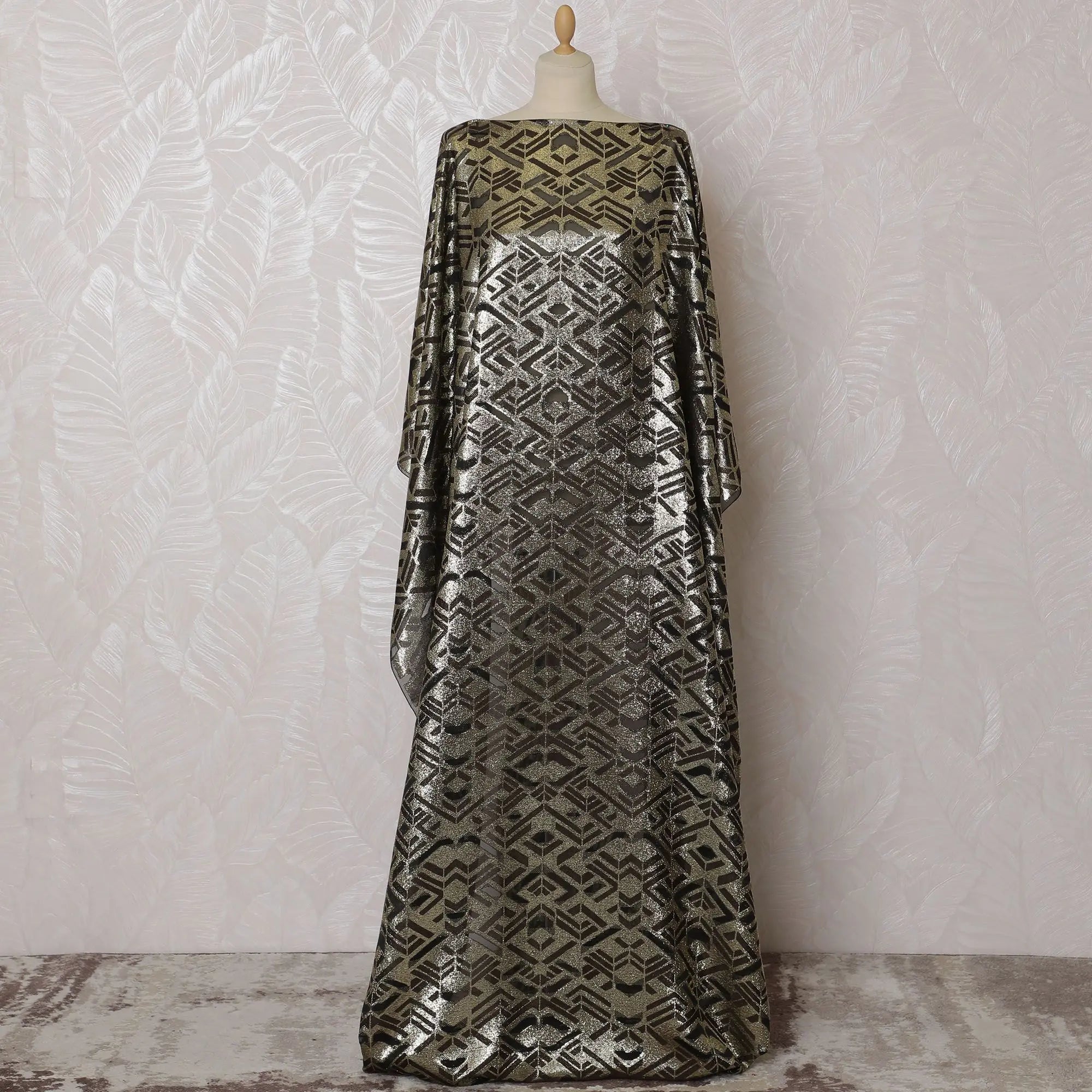 Diraca Design Black Premium pure French (Fransawi) silk chiffon dirac with gold meta ...
