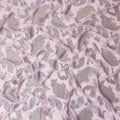 Baby pink Premium pure French (Fransawi) silk chiffon fabric with blue viscose and gold metallic lurex in paisley design-D17434