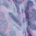 Azure blue Premium pure French (Fransawi) silk chiffon fabric with baby pink viscose and sapphire blue metallic lurex in floral design-D17435