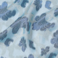 Baby blue Premium pure French (Fransawi) silk chiffon fabric with grey viscose and blue metallic lurex in floral design-D17437