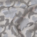 Light brown Premium pure French (Fransawi) silk chiffon fabric with grey viscose and black metallic lurex in floral design-D17438 Regal Fabrics