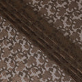 قماش من الشيفون الحريري الفرنسي (الفرنساوي) الفاخر باللون البني الداكن مع نفس اللون من الفيسكوز والوركس المعدني بتصميم الأزهار -D17439