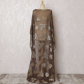 Brown Premium pure French (Fransawi) silk chiffon dirac with gold metallic lurex in floral design-D17443