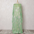 Parrot green Premium pure French (Fransawi) silk chiffon dirac with gold metallic lurex in floral design-D17445