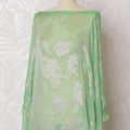 Parrot green Premium pure French (Fransawi) silk chiffon dirac with gold metallic lurex in floral design-D17445