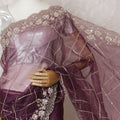 Lavender Dreams: Majestic Synthetic Organza Saree with Exquisite Embellishments-D17501