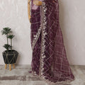 Lavender Dreams: Majestic Synthetic Organza Saree with Exquisite Embellishments-D17501