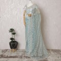 Aqua Serenity: Iridescent Synthetic Organza Saree with Enchanting Embellishments-D17503