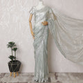 Silver Serenity: Glistening Synthetic Organza Saree with Luxe Embellishments-D17507