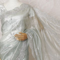 Silver Serenity: Glistening Synthetic Organza Saree with Luxe Embellishments-D17507
