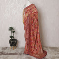 Crimson Elegance: Regal Synthetic Georgette Saree with Golden Accents-D17508