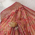 Crimson Elegance: Regal Synthetic Georgette Saree with Golden Accents-D17508