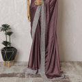 Mauve Mystique: Luxurious Synthetic Satin Saree with Silver Highlights-D17510