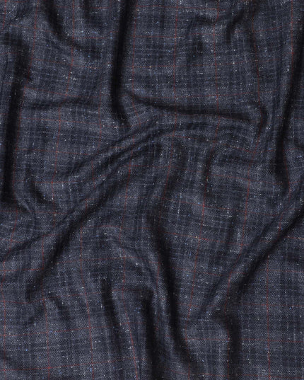قماش جاكيت صوف مخلوط إيطالي – 150 سم، فحمي منقوش – D17541