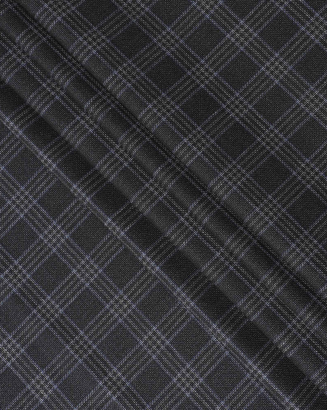Italian Blended Wool Jacketing Fabric – 150cm, Plaid Black-D17544