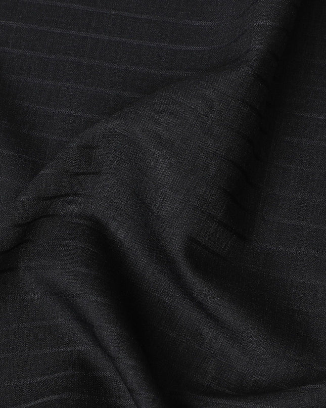 Premium Charcoal Pinstripe Blended Wool Fabric-D17547