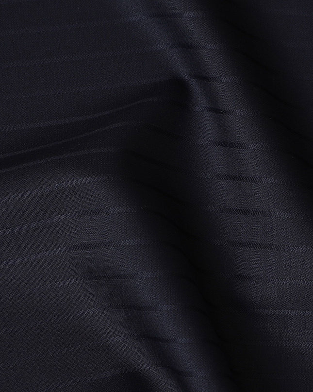 Dark Grey Pinstripe Wool Blend Fabric-D17548