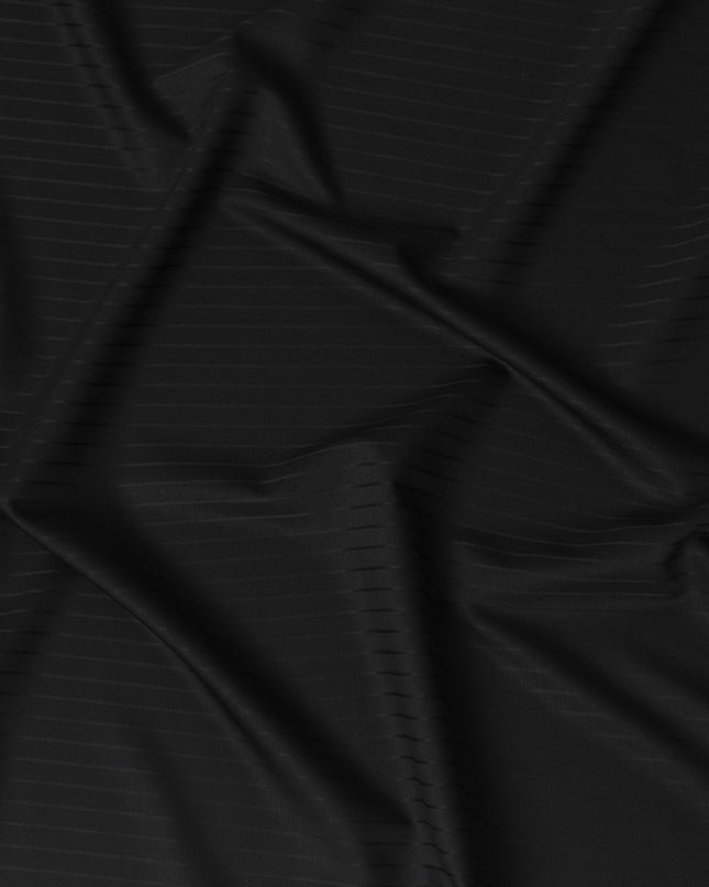 Elegant Black Pinstripe Wool Fabric-D17549