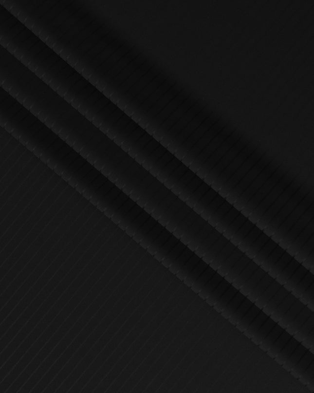Elegant Black Pinstripe Wool Fabric-D17549