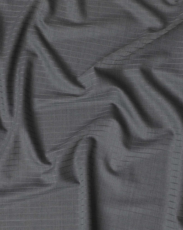 Sophisticated Grey Pinstripe Wool Fabric-D17550