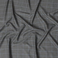 نسيج صوف ميرينو فائق النعومة بنقش مربعات جرافيت: 150 سم، مناسب للمصممين، مصدر بريطاني - D17555